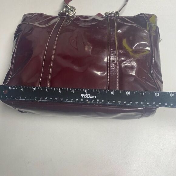 COACH F12838 Burgundy Patent Leather Tote Shoulder Bag SEE DESCRIPTION Vintage - Picture 5 of 14